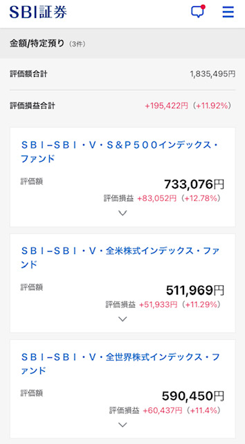 SBI証券口座・特定口座